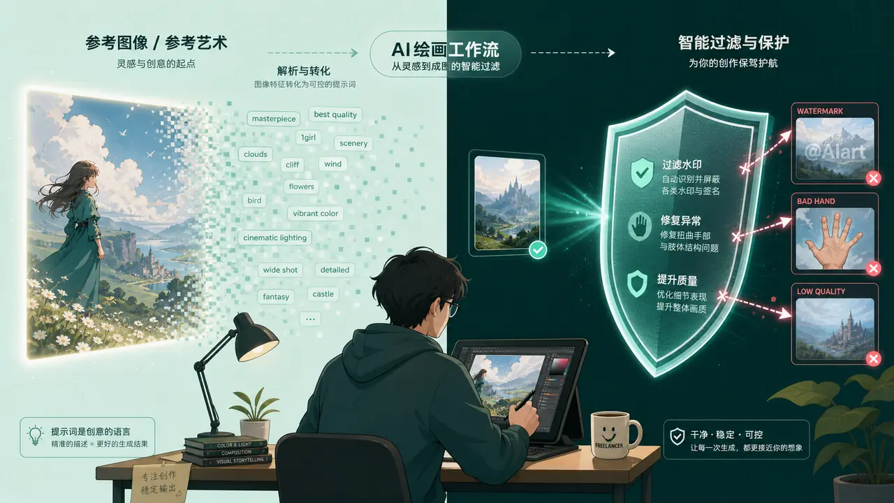 ai绘画逆向怎么用？反推提示词与反向提示词两套玩法实测