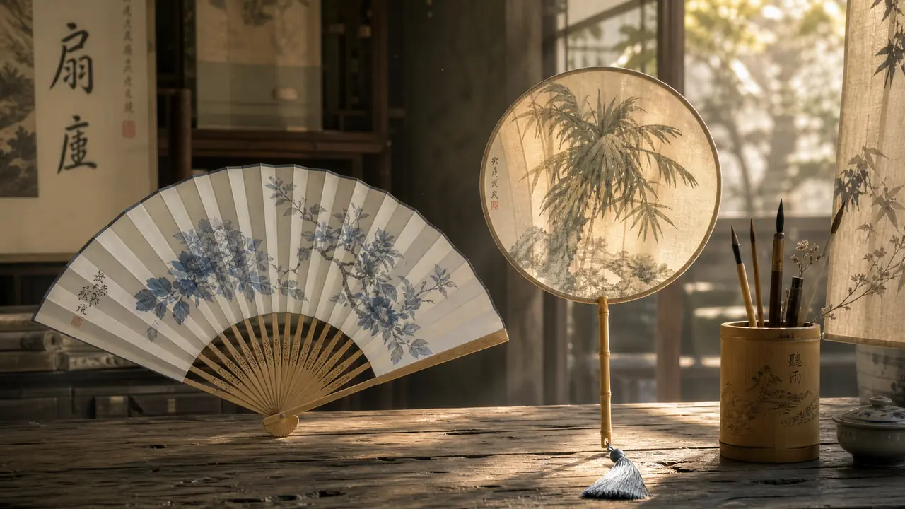 扇子绘画ai出图指南：折扇立骨、团扇赢透、纹样别抢戏
