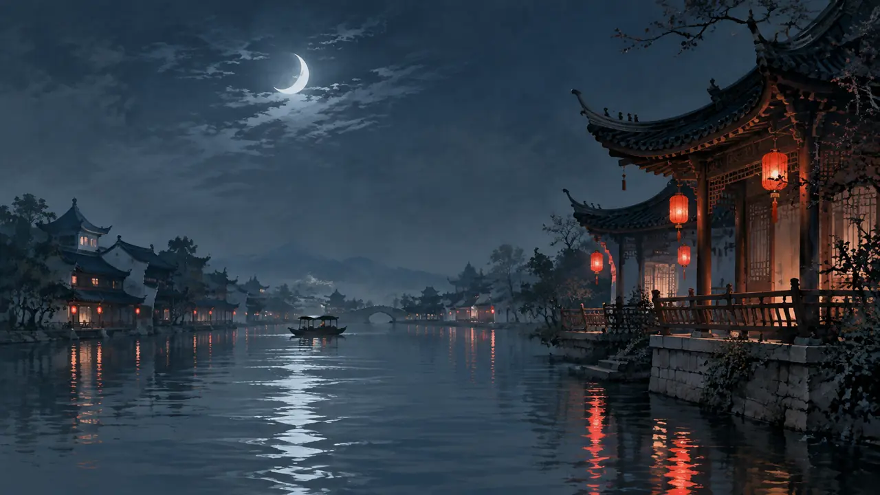 古月ai绘画指的是什么？古风月夜题材的分层画法与冷暖光参数