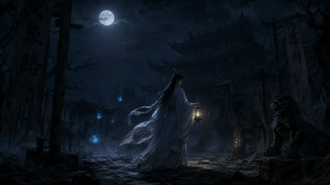 冥夜AI绘画怎么压得住场？暗夜古风的光源、黑度分层与留白实测