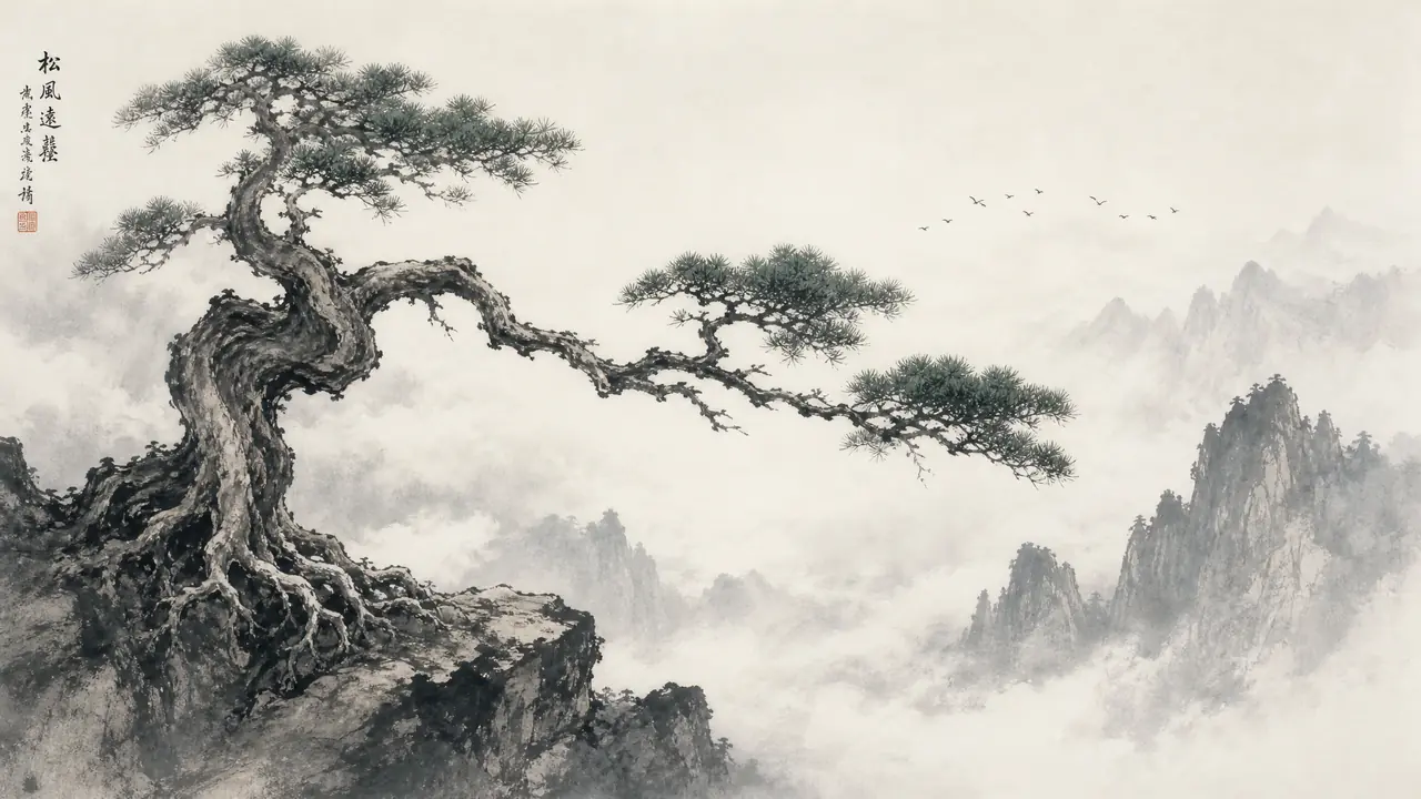 松柏ai绘画出味实录：水墨里那股苍劲是怎么来的