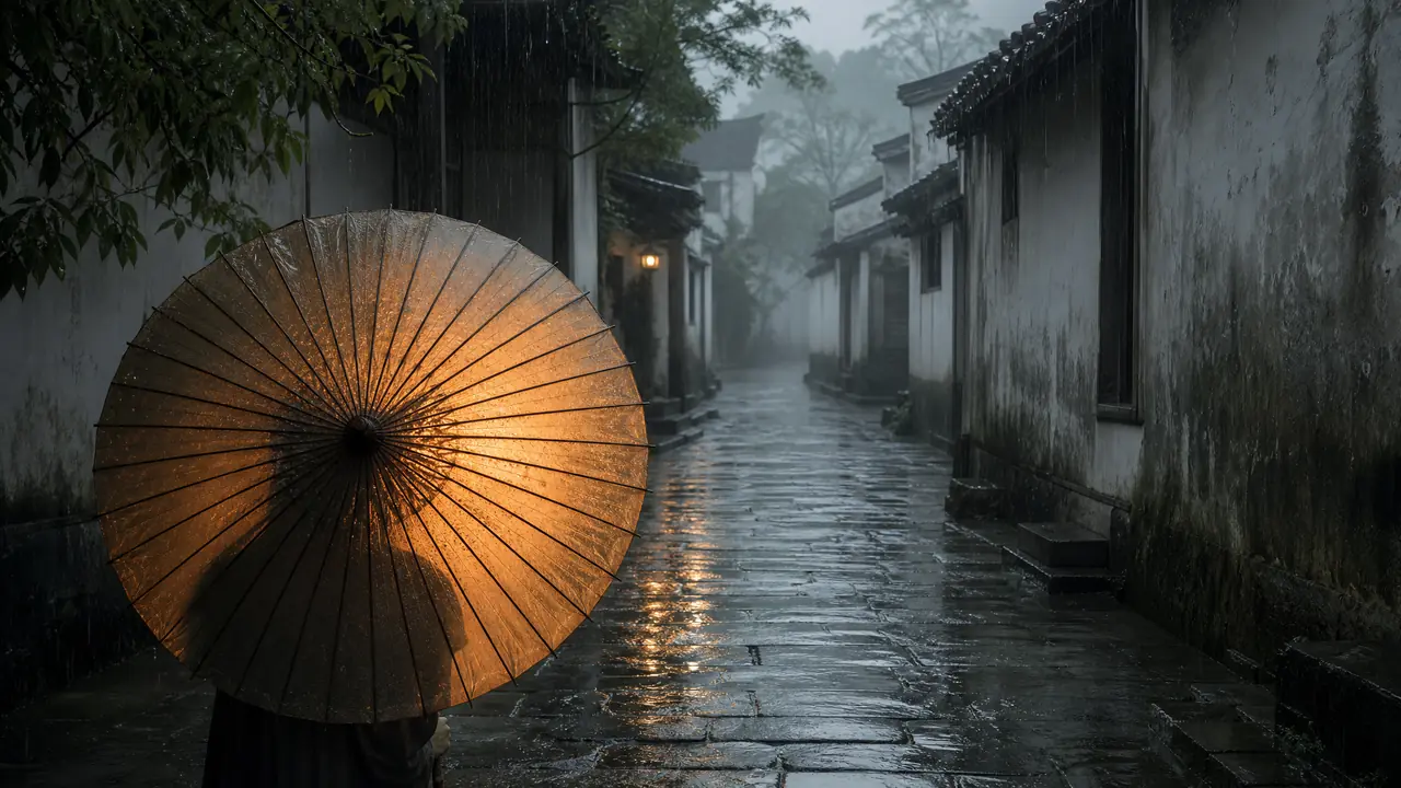 纸伞绘画ai怎么画出江南雨意？伞面与透光的调法