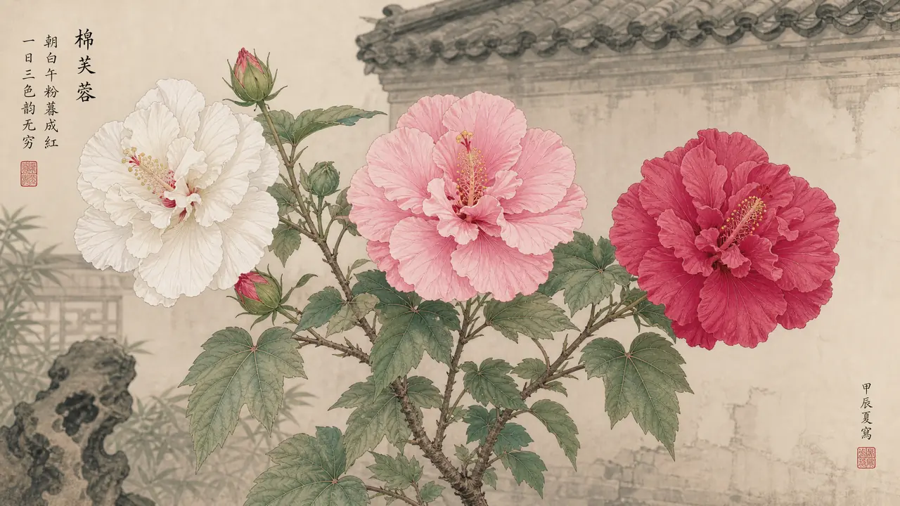ai绘画芙蓉总画成荷花？木芙蓉辨识度与三醉变色实测