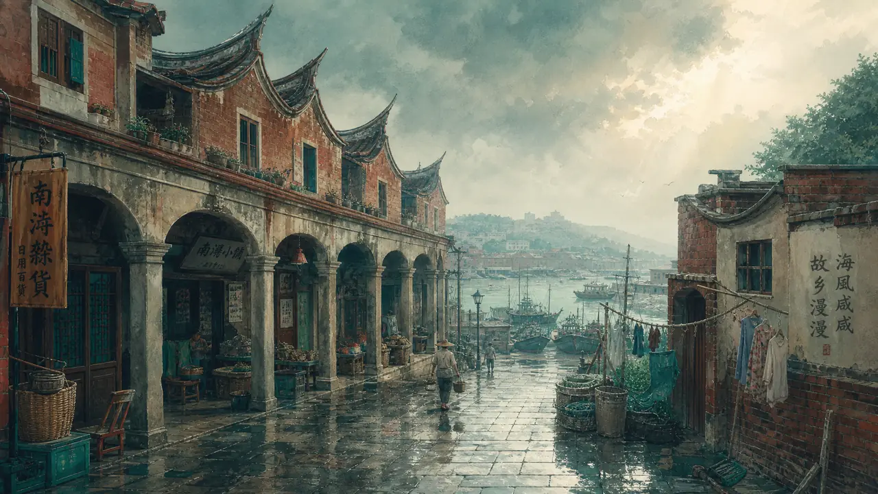 泉台ai绘画取什么景：闽台风物的元素清单与湿润光色调法