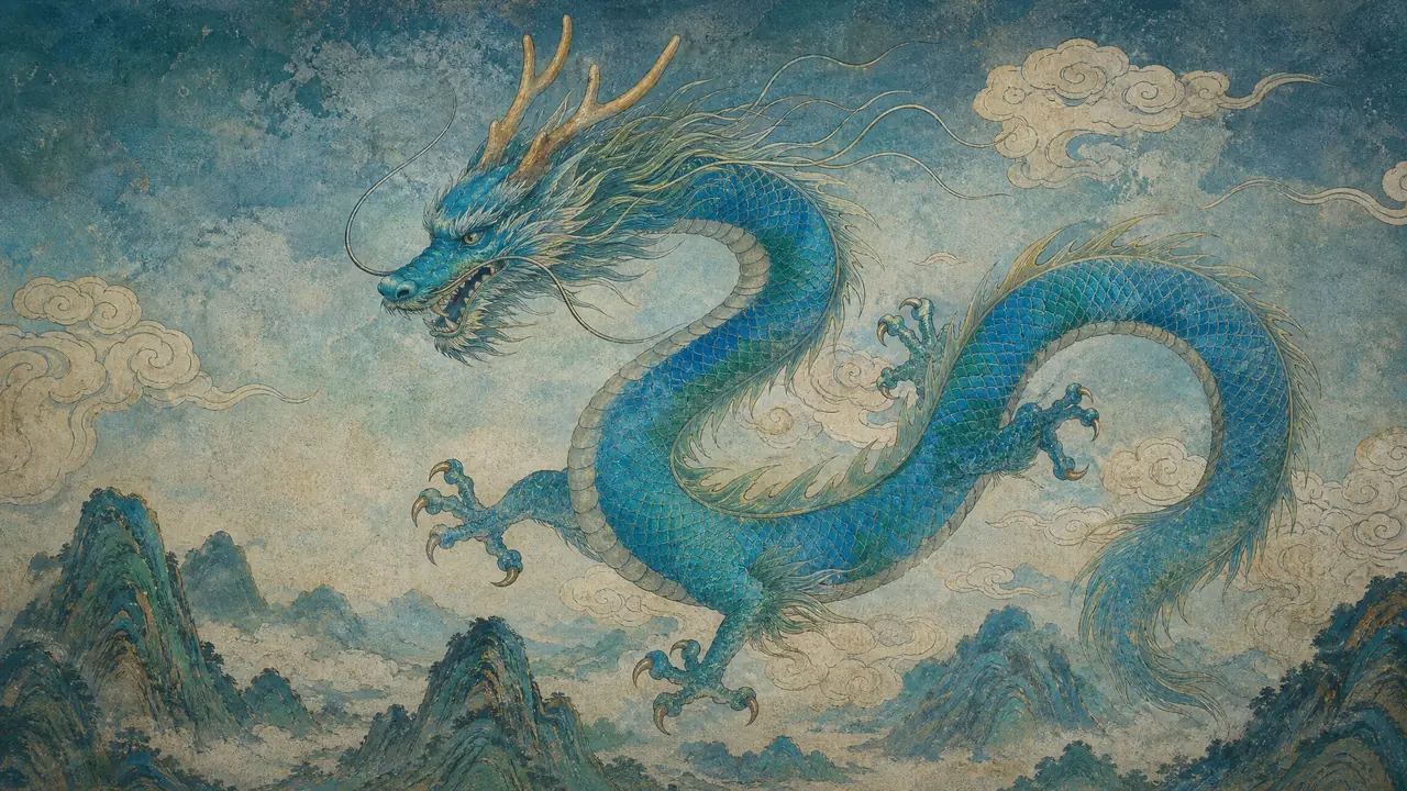 ai青龙绘画怎么画出四象神兽的威仪：鹿角、鳞爪与云纹的分层提示词写法