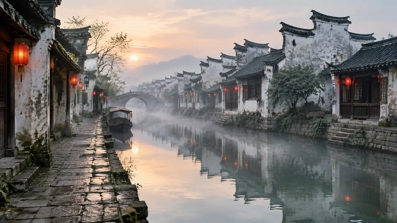 ai绘画古镇怎么画出旧味？马头墙、石板路与清晨空景写法