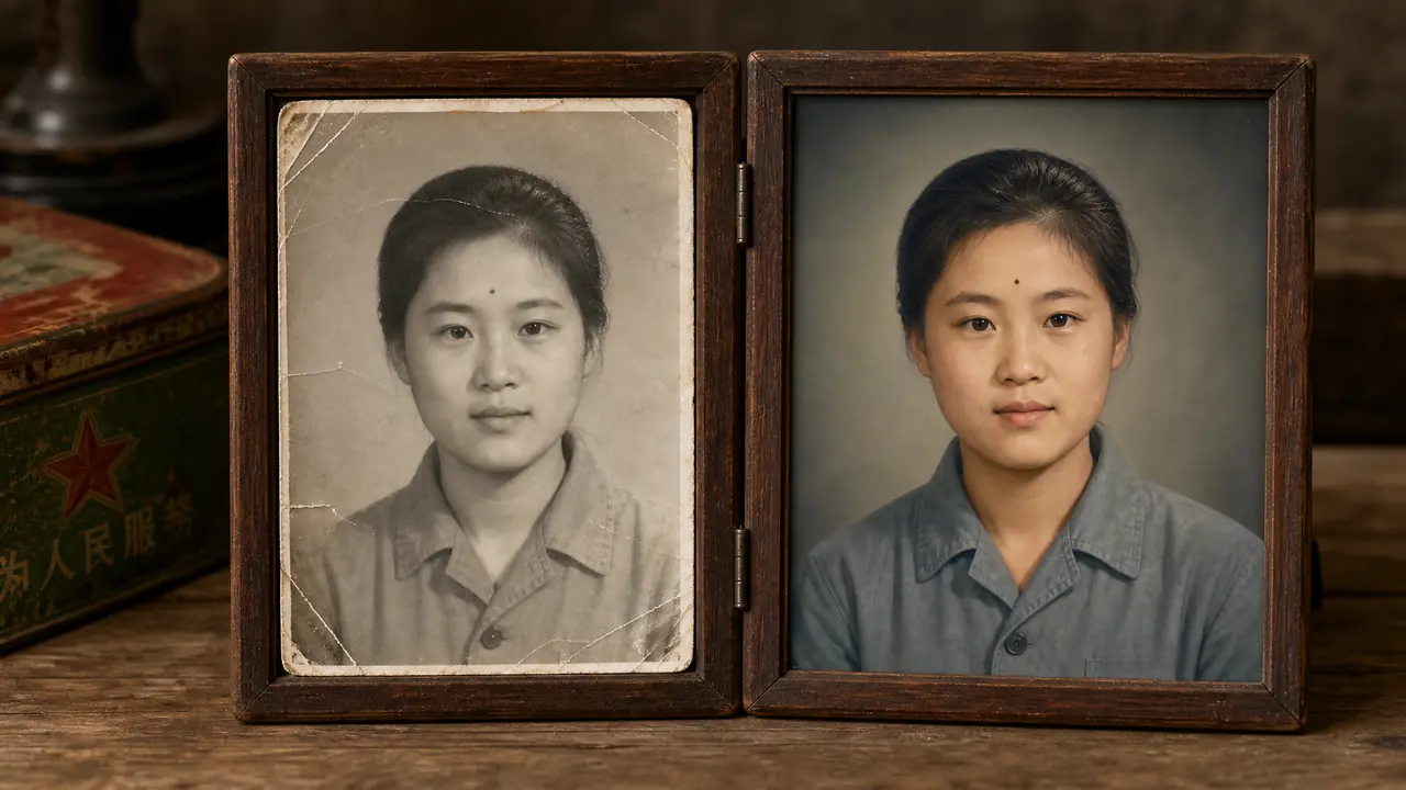 英子ai绘画：把外婆的两寸黑白照，变成年轻时的彩色画像