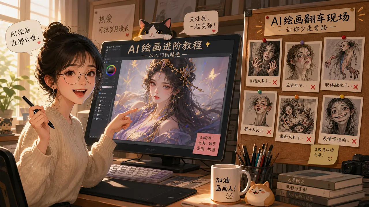 蛋蛋ai绘画教程怎么挑：跟练之前先看博主敢不敢晒翻车图