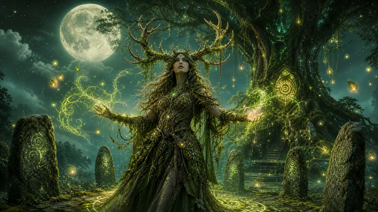 德鲁伊ai绘画辨识度配方：鹿角法袍与自然光效实测