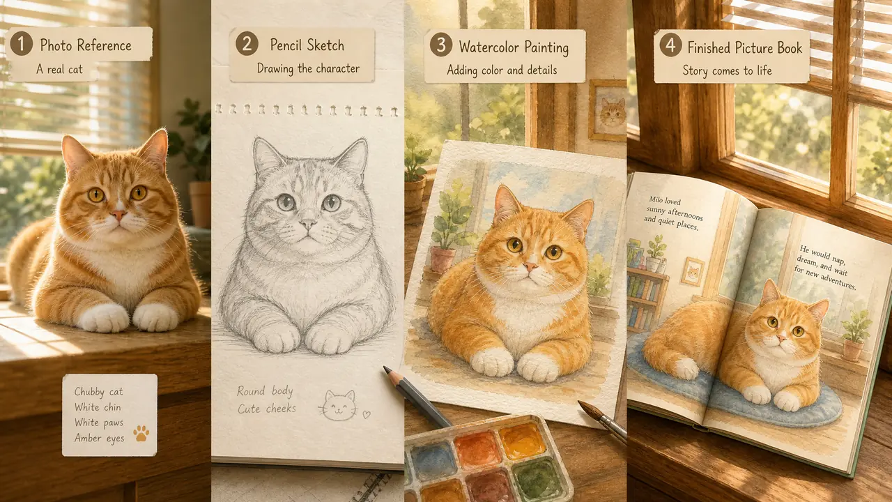 猫儿ai绘画入门：把自家猫画成绘本主角的四步流程