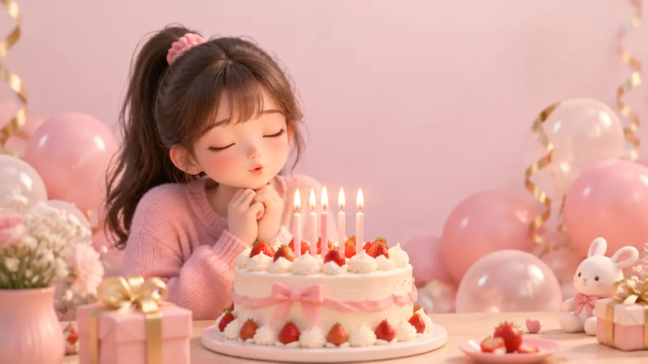 生日绘画ai实操：给闺蜜定制的生日贺图，提示词和参数我都调好了