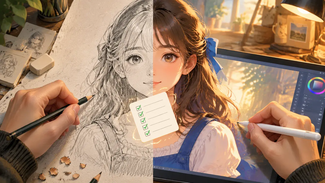 实测一个月的_人工ai绘画工作流：线稿手绘、AI上色与人工修瑕