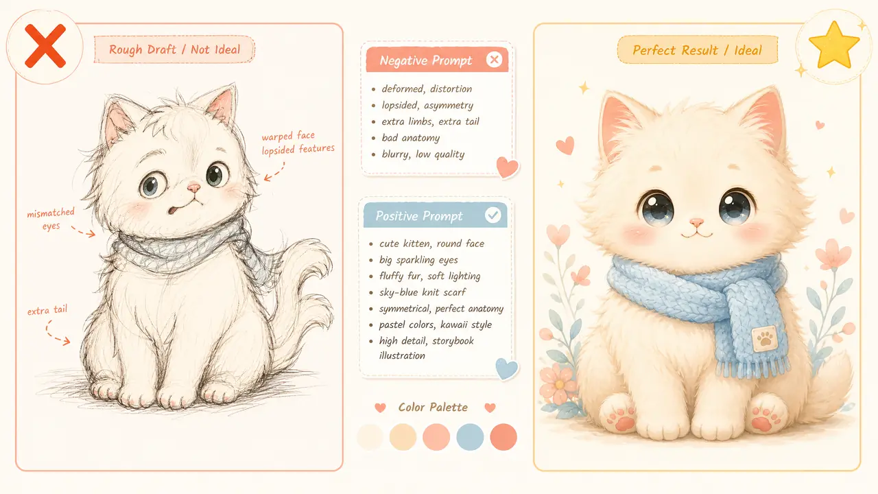 ai绘画mew画萌猫总崩脸？提示词结构与配色实测调法
