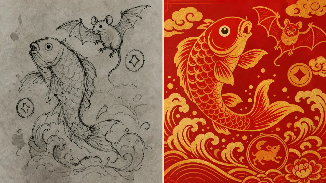 ai迷信绘画怎么画？生肖锦鲤民俗吉祥图的提示词写法与翻车纠偏