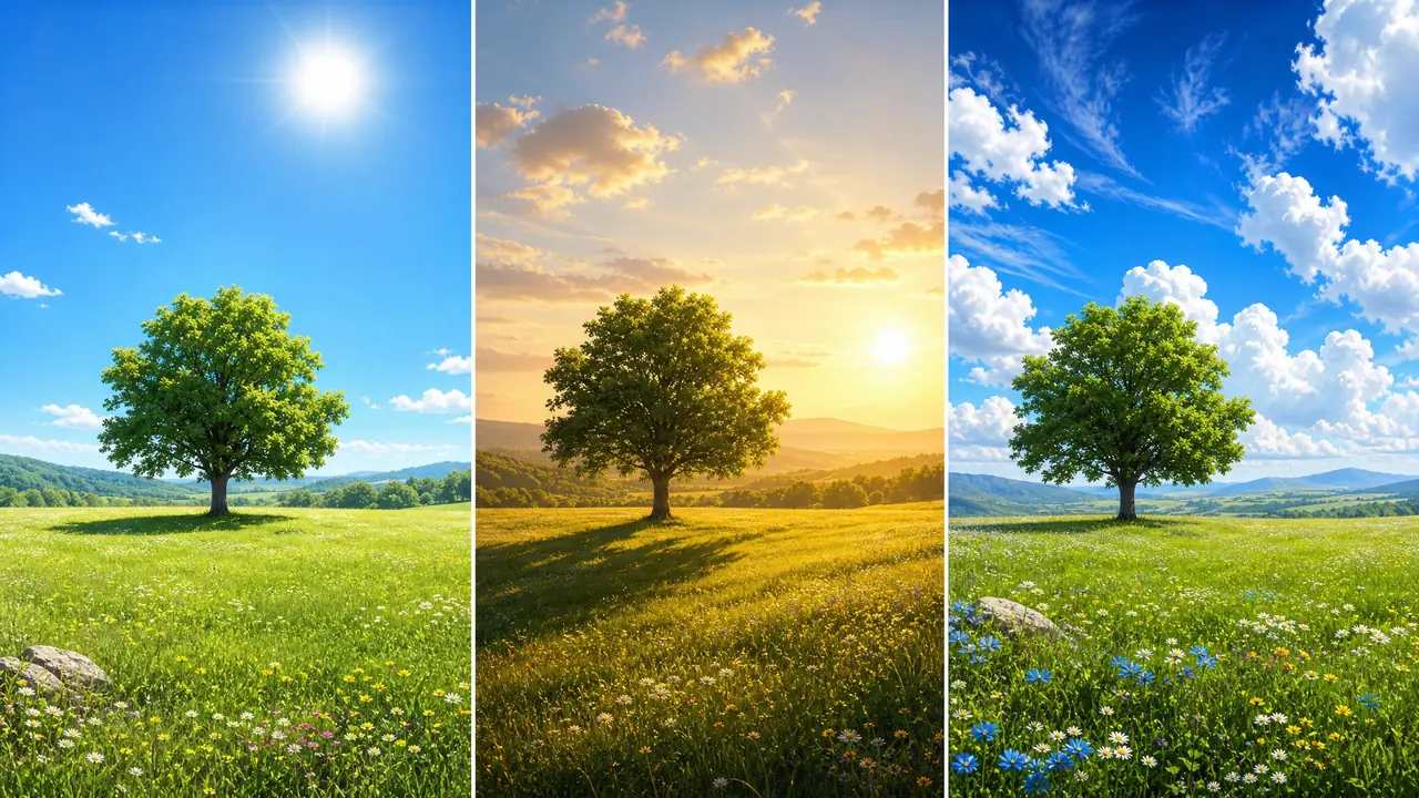 晴天ai绘画为什么总像阴天？正午硬光、午后斜阳与蓝天的实测调法