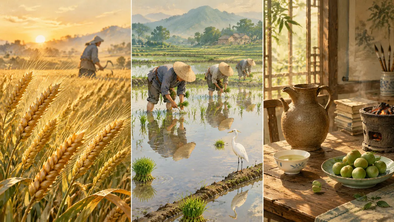 芒种ai绘画怎么画才有节气味？麦收、插秧水田、青梅煮酒的实测调法
