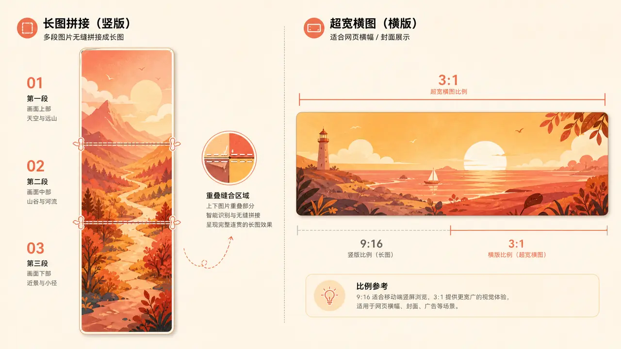 ai绘画长图怎么做：比例怎么选、多段怎么拼的实测做法