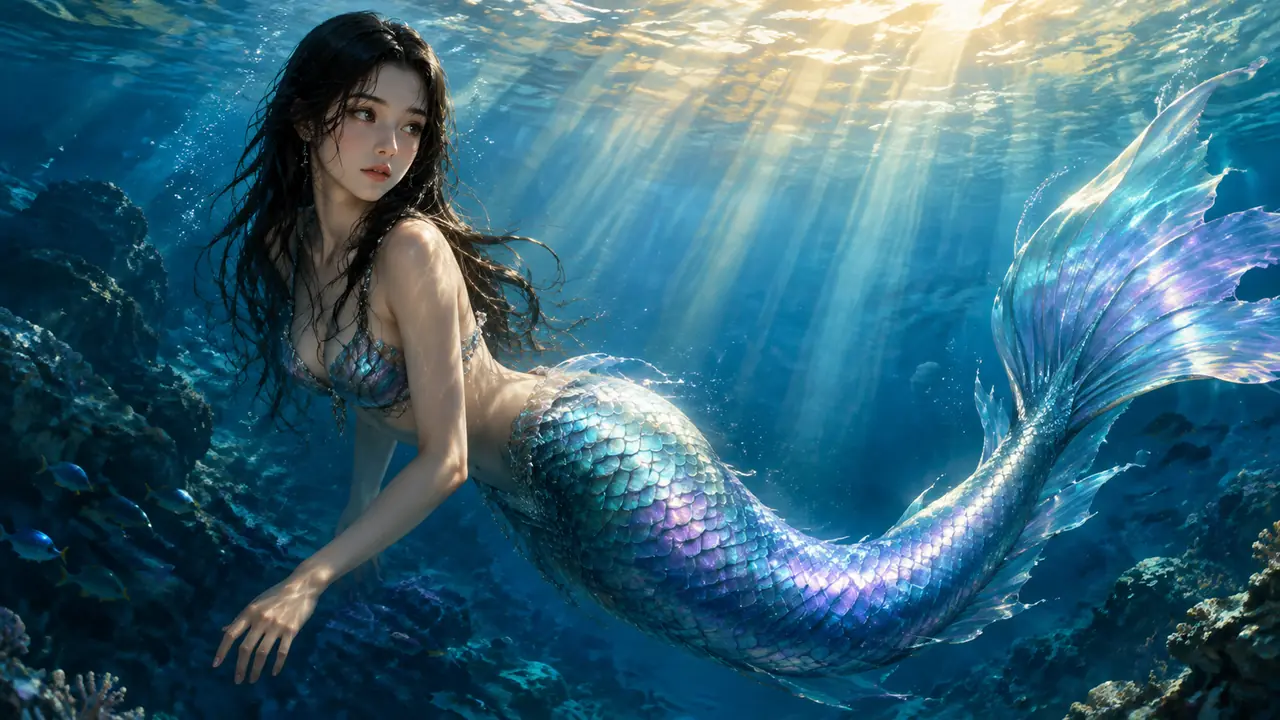 ai绘画mermaid总画成卡通鱼？鳞片渐变、湿发与水下光柱的实测调法