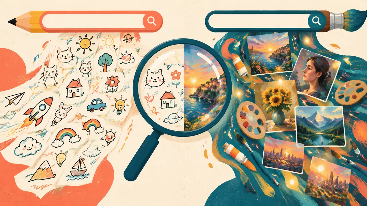 ai画画绘画有区别吗？两个搜索词背后的意图差与怎么搜更准