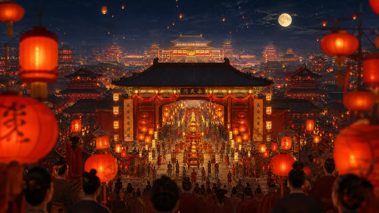 盛世ai绘画怎么撑住国风大场面？上元灯会、万国来朝与市井长卷的分层实测