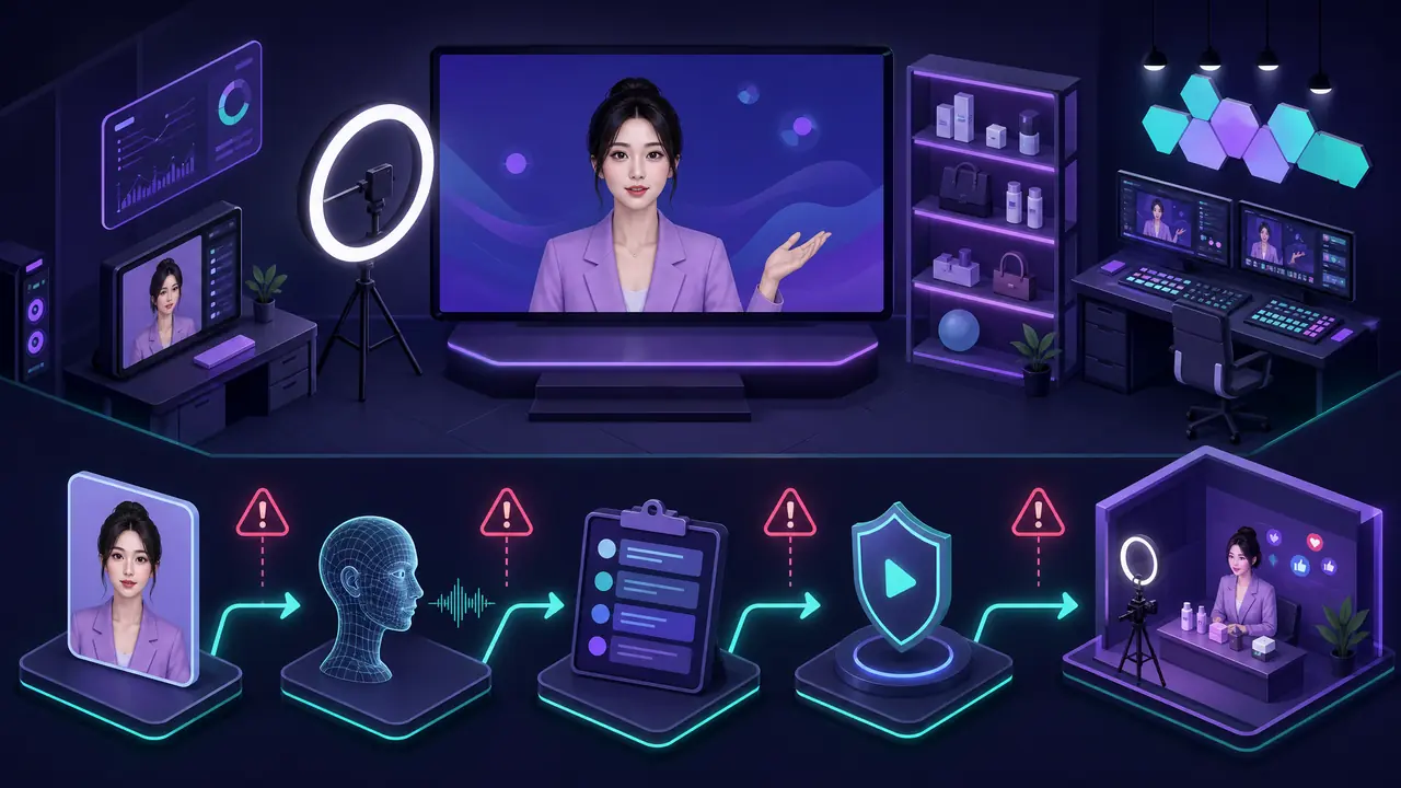 模特ai直播从出图到开播，我踩过的四个翻车点