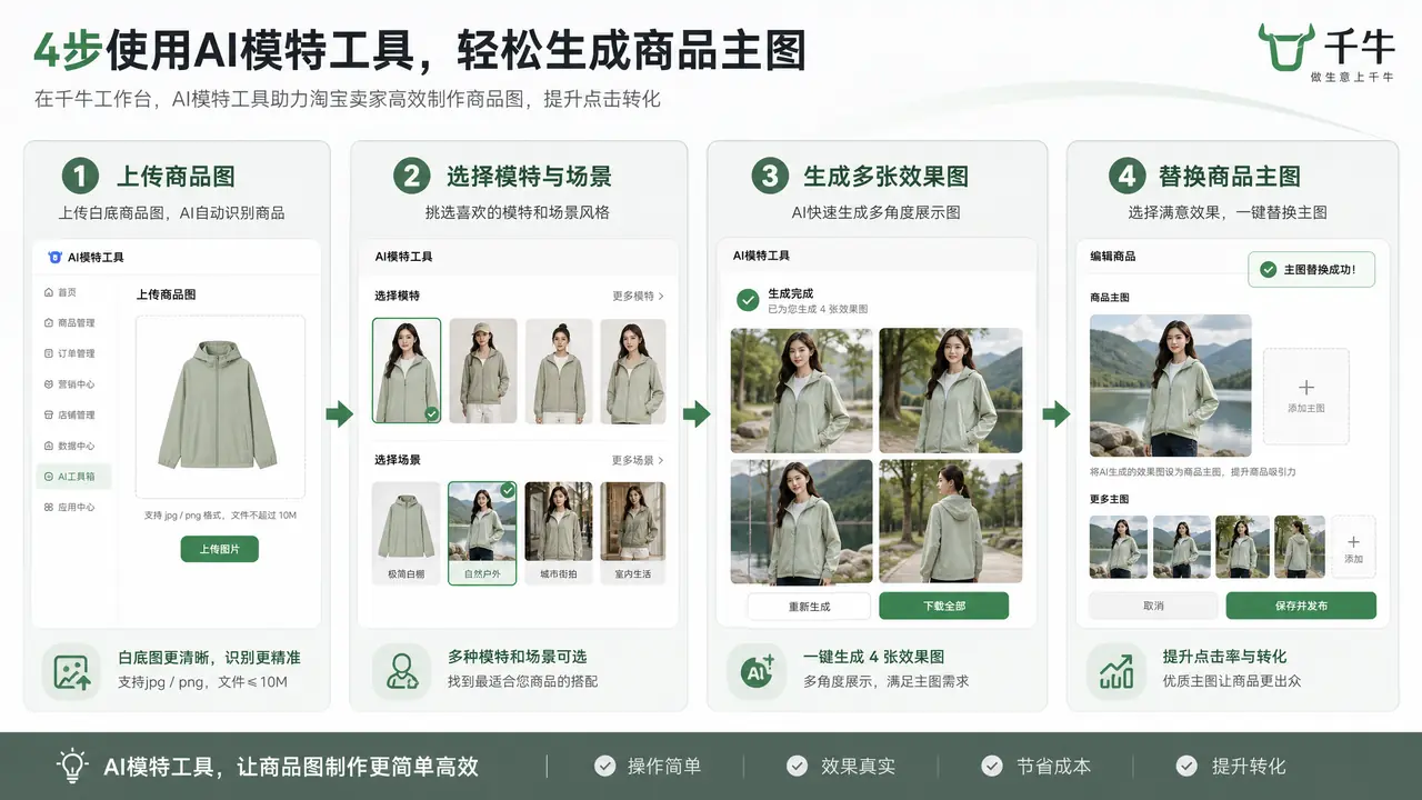 阿里ai模特怎么使用？从千牛入口到出主图的路径与翻车点