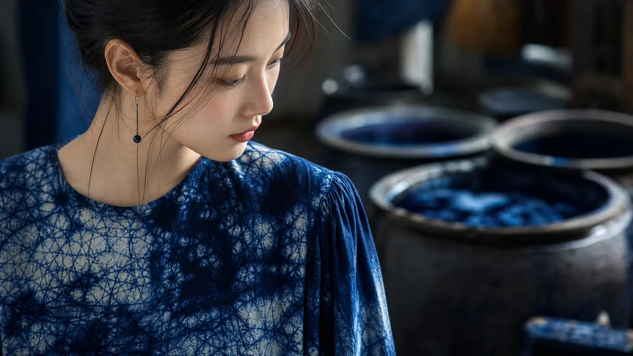 蜡染ai模特怎么出图？蓝白冰纹不糊的三步调法