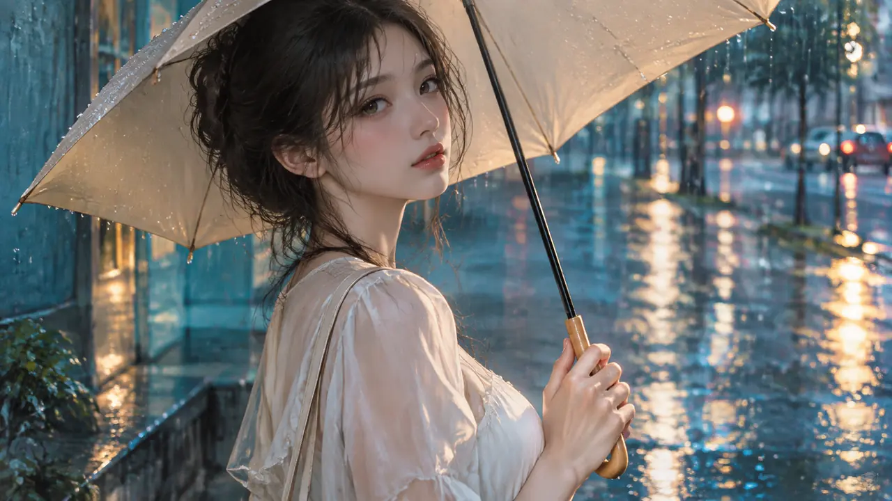 雨伞ai模特出图实测：持伞手势、伞面遮脸和地面倒影的调法