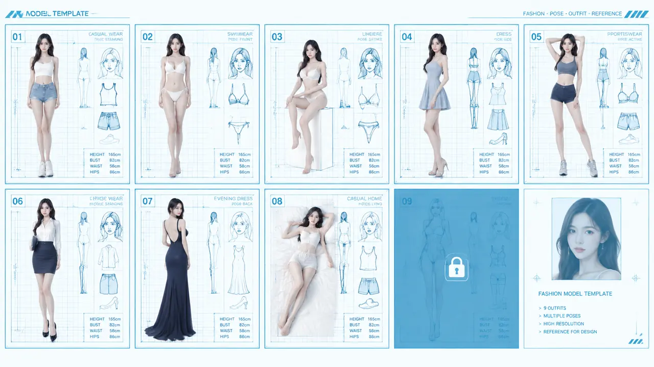 模特模板ai怎么搭？锁五样留两样活口的模板库流程