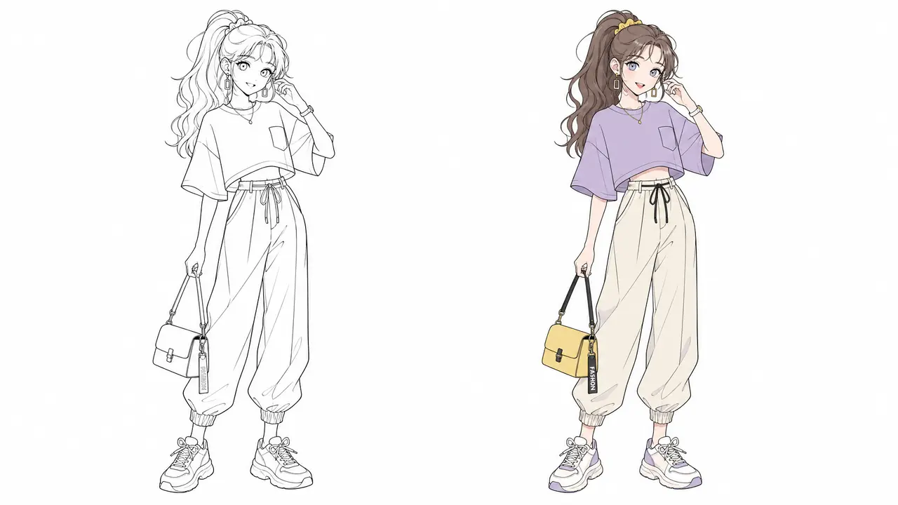 卡通ai模特走二维插画风，线条干净和上色不脏是两道坎