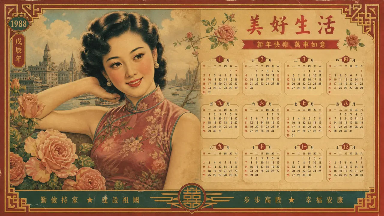 画报模特AI怎么调出老月份牌味？挂历风参数实录