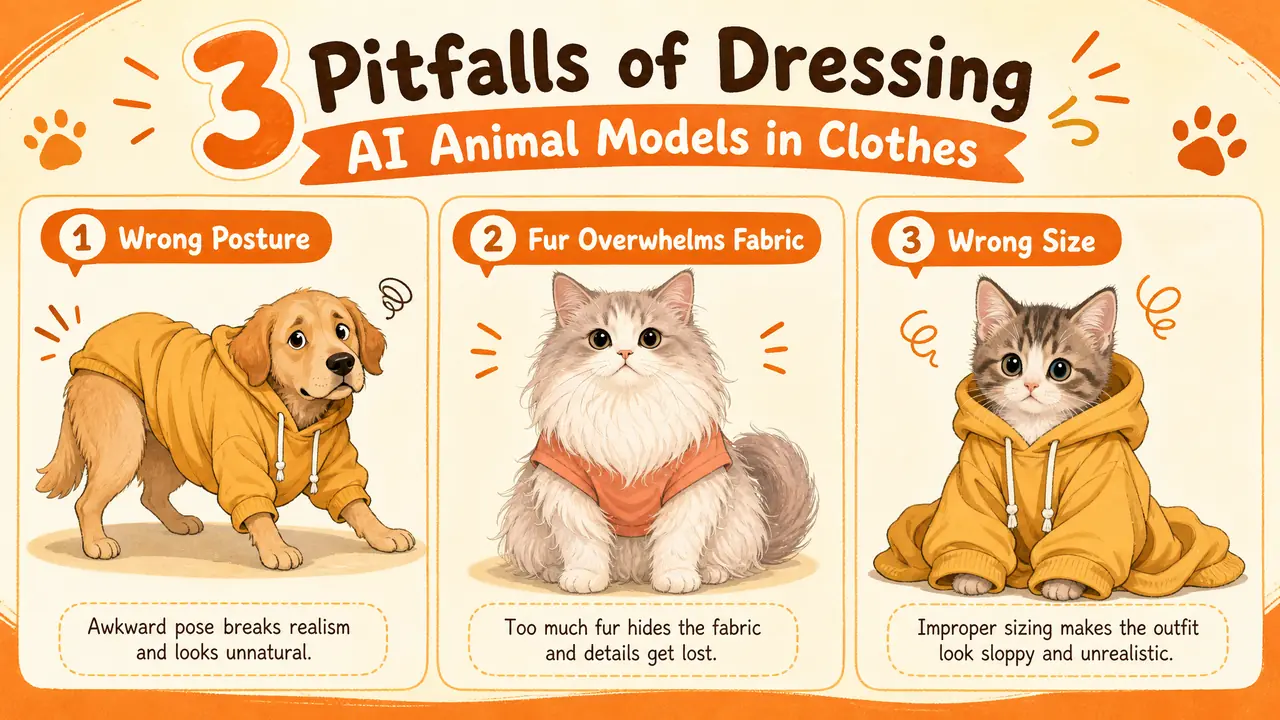 ai动物模特穿衣服的三个坑：猫狗体态、毛发遮挡与尺寸感