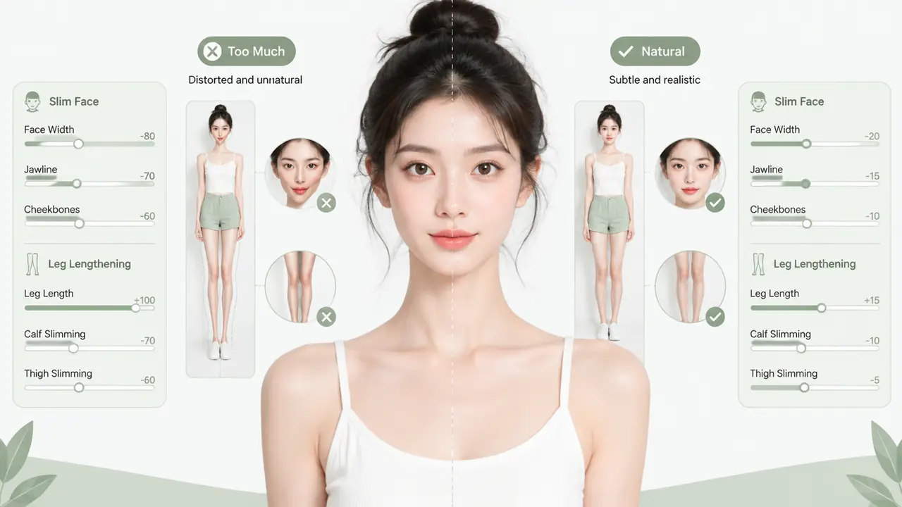 AI整形模特怎么调才不失真？瘦脸拉腿分寸实测