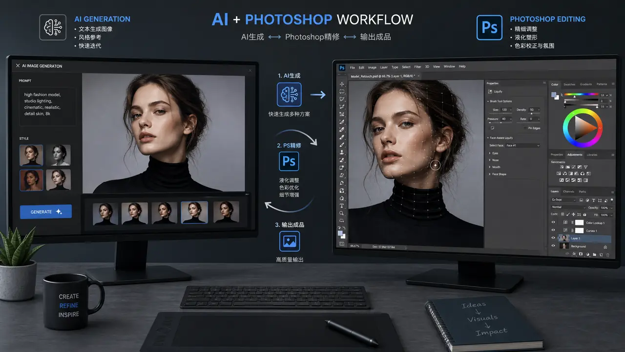 模特ps ai工序怎么排：先出图还是先精修的实测