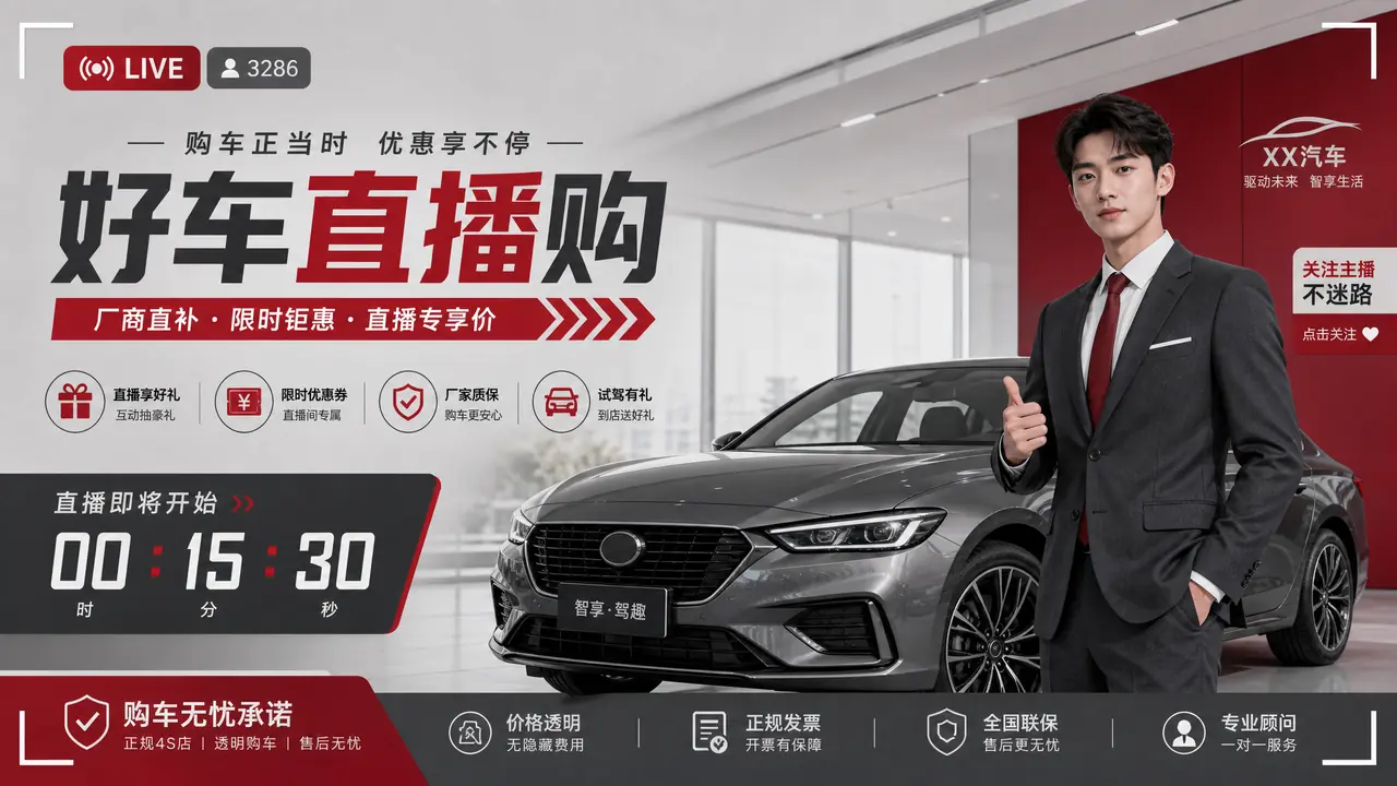 Ai车模模特图怎么用在直播预告里？汽贸店运营实测