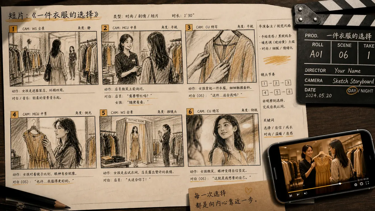 模特短剧ai的分镜实录：服装带货短剧里图怎么用才不穿帮