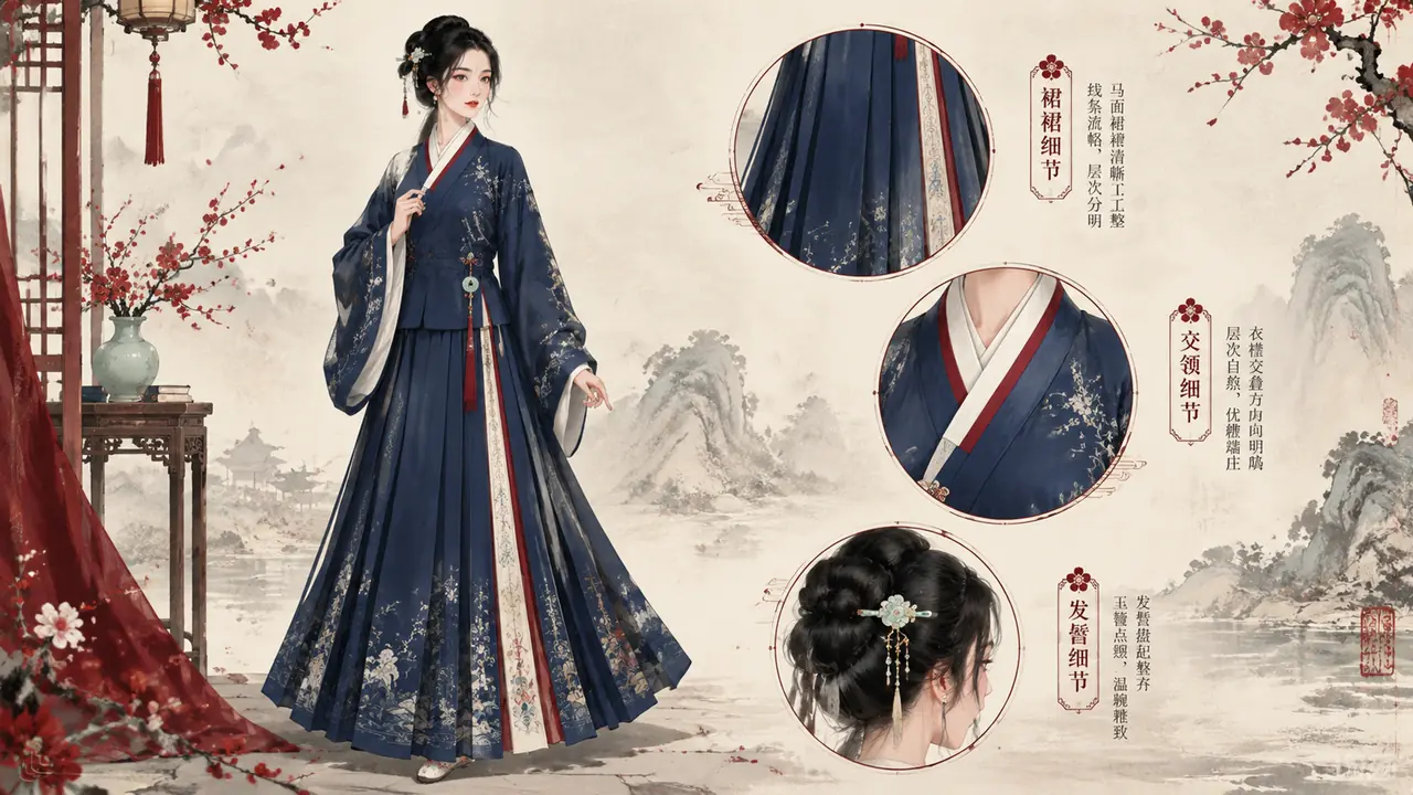 ai汉服模特出图心得：马面裙的褶、交领的方向、发髻的工