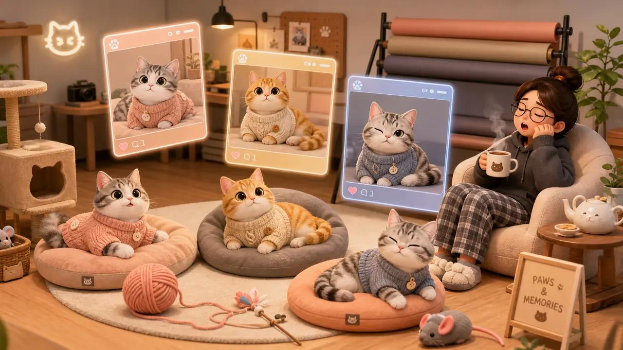 猫咪模特ai出图心得：宠物服装店主告别追猫拍图的日子