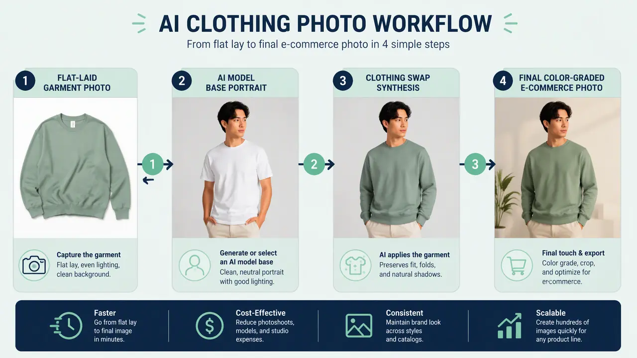 AI模特拍摄教程：从服装平铺图到成片完整流程
