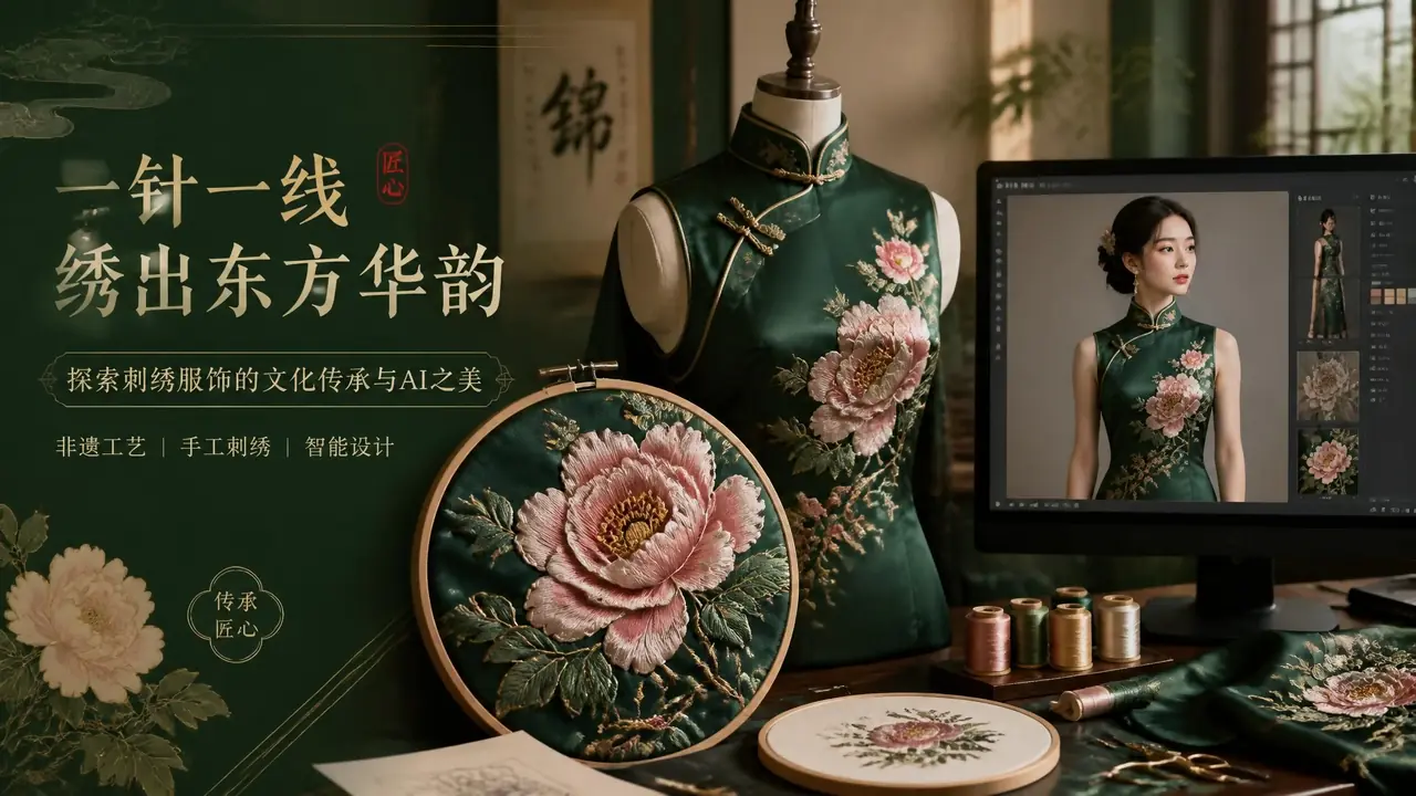 AI刺绣写真模特图怎么出质感？绣坊主理人的实测