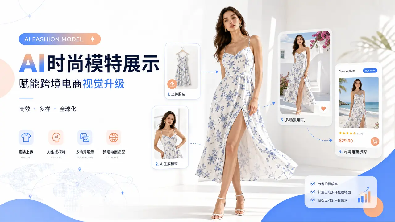 ai模特女装展示怎么做才不出戏？跨境运营的上架流程实测