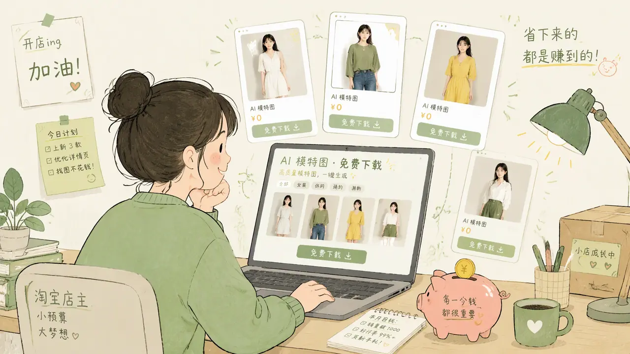 免费ai模特素材哪里找？淘宝新店主的零成本出图路子