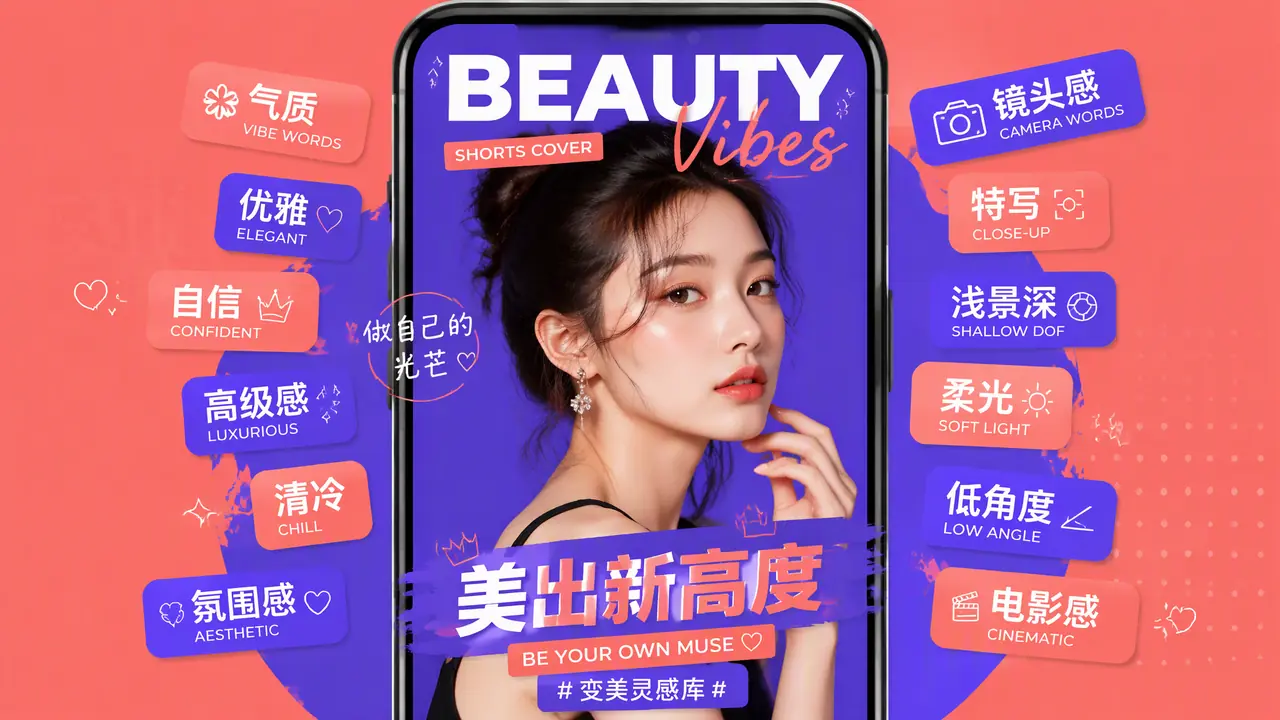 模特美女ai指令怎么写？短视频封面实测：气质词、镜头词与避坑参数