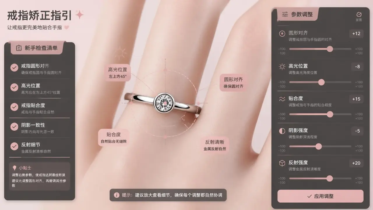 AI生成模特戴戒指手部图避坑指南：手指、戒圈与高光的实修参数