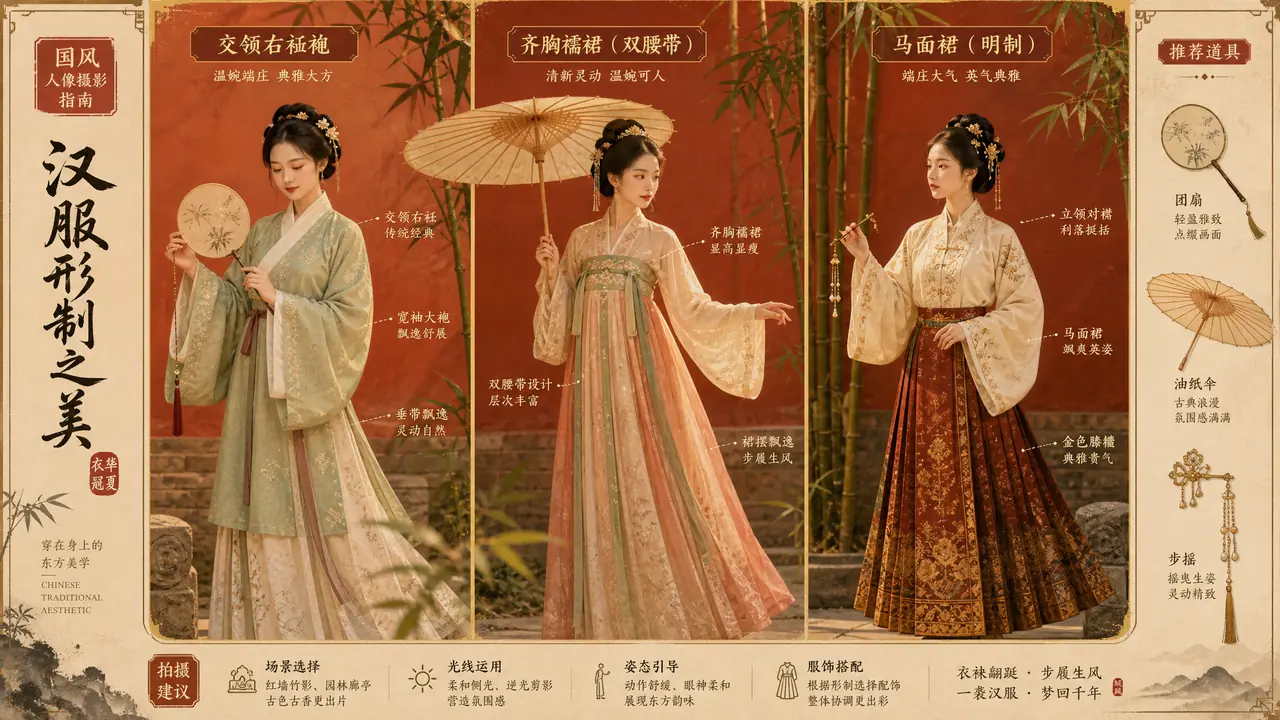 国风写真ai模特出图实录：汉服交领齐胸马面的提示词写法与道具还原