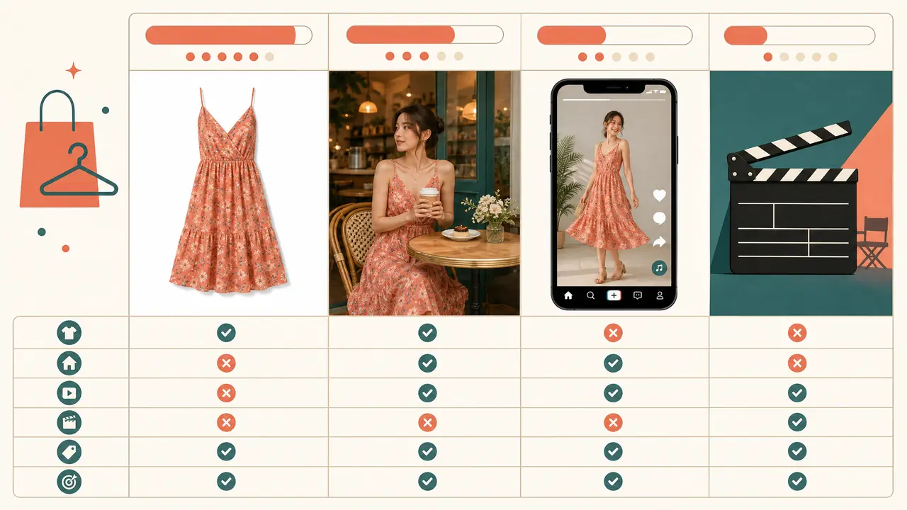 ai代替真人模特能替几分？白底、场景、视频、品牌片一张表说清