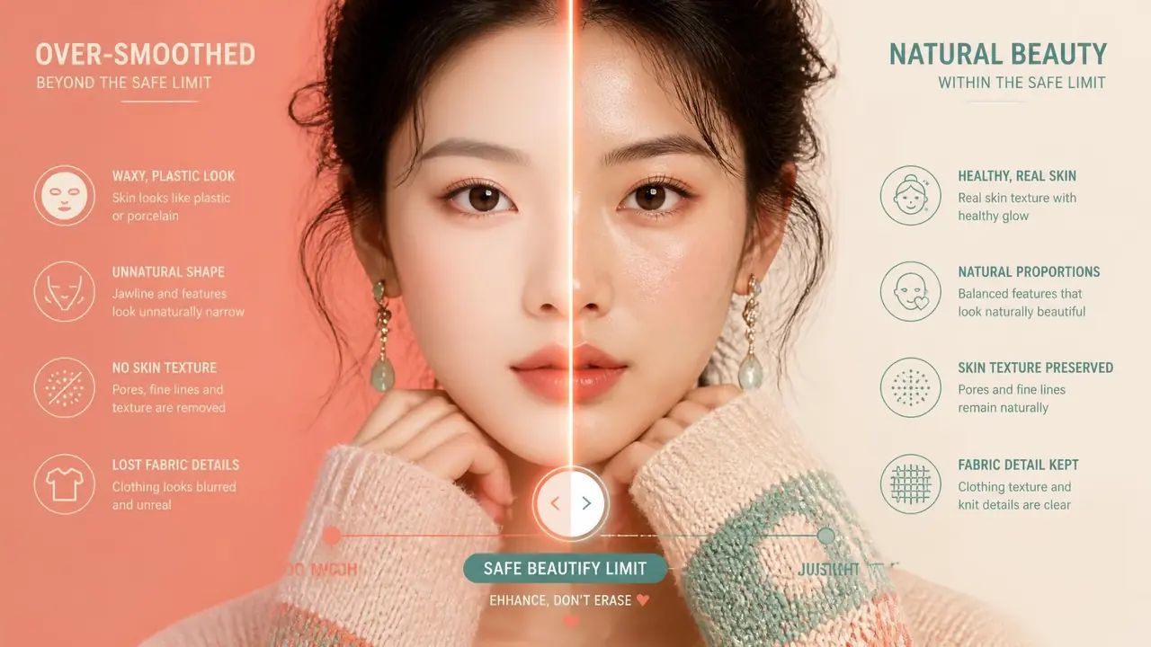 美美哒ai模特磨皮瘦脸别过头：保住质感的参数边界实测