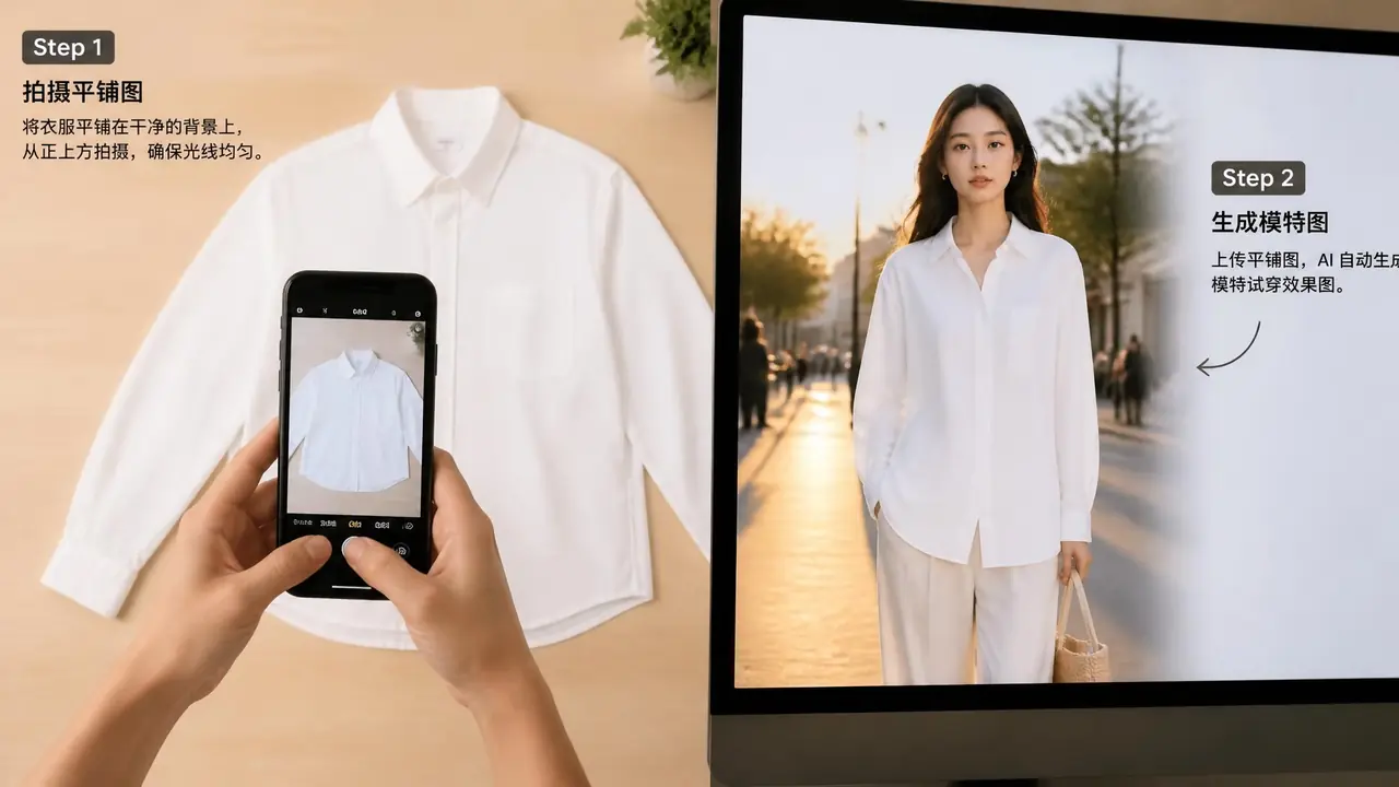 衣服怎么AI模特上身？三步把库存图变成街拍