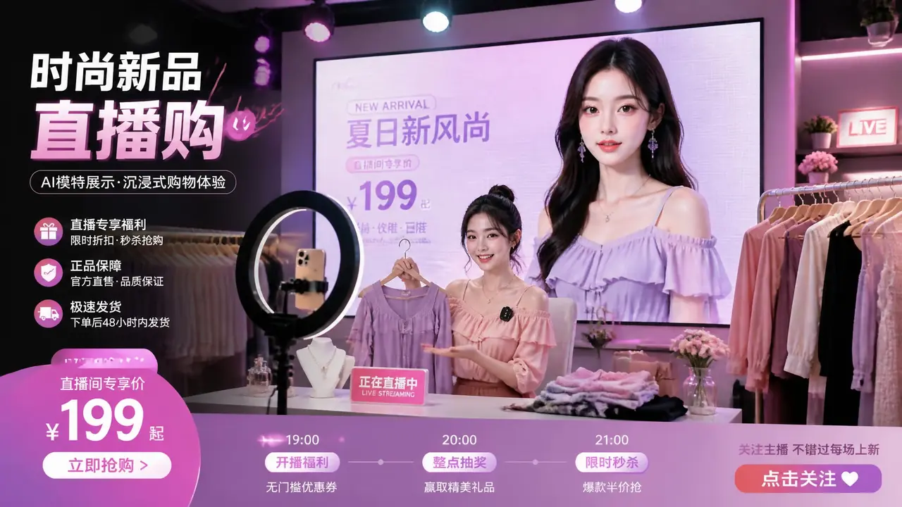 直播女装ai模特这样用：预热图与切片实测