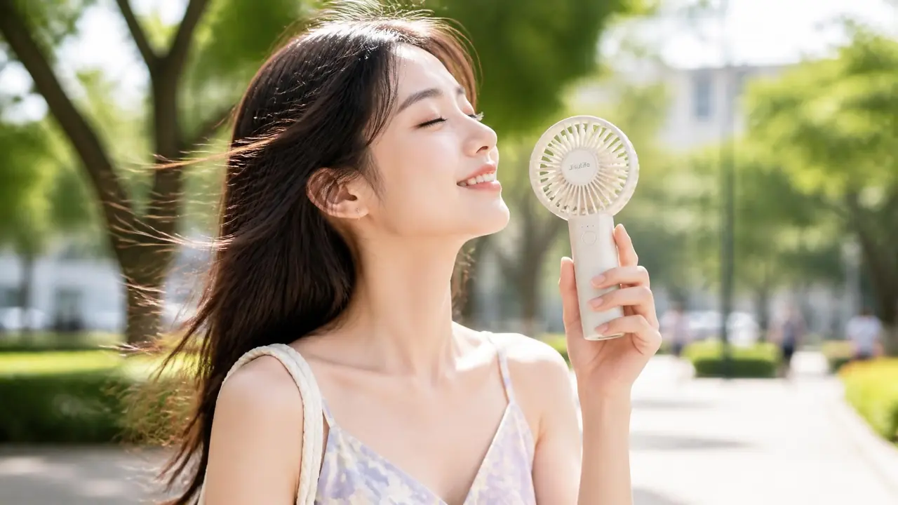 AI模特手持风扇出图实测：道具不糊手的调法